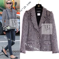 シャネル ジャケット CHANEL コットン シルク 春夏 サマー ツイード デイジーCCボタン 貴重 カール ラガーフェルド 38 40 通年使える垢抜けコーデ