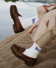 MLB×ROSTER SOX LOS ANGELES DODGERS 96 SOCKS【WHITE×BLUE】 (25～27cm)(ロスターソックス 通販 メンズ 男性 ソックス 靴下 くつ下 ロサンゼルス ドジャース ロゴ ワンポイント メジャーリーグ)