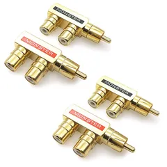 Rimikuru RCA 分配器 分岐アダプタ 2分配 RCAケーブル オーディオ 変換 プラグ RCA分岐アダプタ 金メッキ セット (F型 4個セット) [F型 4個セット]
