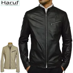 【送料無料】本革ラムレザージャケット メンズ シングルライダース US191 ライダースジャケット レザージャケット 革ジャン 革ジャケット ノーカラー ライダース レザーコート 皮ジャン メンズ アウター ブラック 黒 秋冬