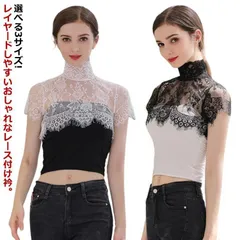 つけ襟 レース 付け襟 レディース フェイクカラー 総レース ハイネック 立襟 重ね着風 ノースリーブ シースルー 透け感 女性用 婦人用 アクセント 可愛い おしゃれ きれいめ 華やか 上品 ブラッ