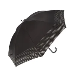 ☆ Wドットプリントブラック ☆ 晴雨兼用 手開き式長傘 50cm 晴雨兼用 長傘 50cm 晴雨兼用傘 傘 かさ レディース 雨傘 日傘 パラソル シルバコーティング アンブレラ おしゃれ かわいい 可愛い シンプル 通勤 通学 手開き 女性 婦人 女の子