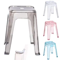 【数量限定】滑り止め足 安定 通気性よく乾きやすい 軽量 背もたれなし チェア 耐荷重 シャワー バススツール 介護用品 収納便利 風呂イス おしゃれ 透明椅子 座椅子 浴室椅子 クリア お風呂椅子 バス用品 高め バスチェア アクリル (ブルー) 透明 椅子