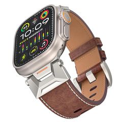 [신품] [SCINYMC] 애플 워치 밴드 호환 가능한 Apple Watch Ultra 밴드 49mm 46mm 45mm 44mm 남성용, 가죽 밴드 Apple Watch 10 밴드, 비즈니스용 Apple Watch Band, 스 1