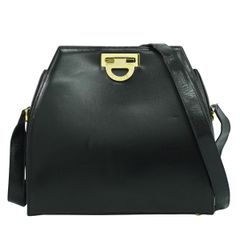 本物 セリーヌ CELINE レザー ショルダーバッグ ポシェット ブラック バッグ 中古 【フォロー割】