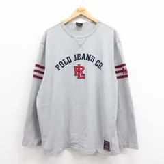 XL/古着 ラルフローレン ポロジーンズ 長袖 ブランド Tシャツ メンズ ビッグロゴ 大きいサイズ コットン クルーネック グレー spe 25aug27 