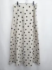 ◇ ⊂ ◎ ●未使用● CIAOPANIC タグ付き ドット 水玉 ロング フレア スカート サイズF ベージュ ブラック系 レディース E  【1411130010866】
