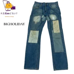 T.M.T. BIG HOLIDAY ダメージ加工 パッチワーク デニム ジーンズ ストレート スタイリッシュ カジュアル ストリート 古着