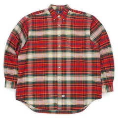 ポロラルフローレン POLO RALPH LAUREN 90s 90年代 ボタンダウンシャツ The Big Oxford SHIRT USA アメリカ 裾ポニー 珍品 初期 ヴィンテージ 古着 レッド系 チェック柄 XL【中古】