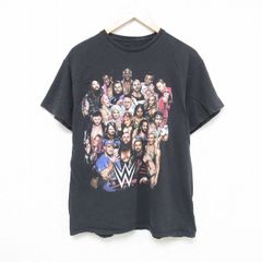 L/古着 半袖 Tシャツ メンズ ワールドプロレスリング コットン クルーネック 黒 ブラック 25may21 中古