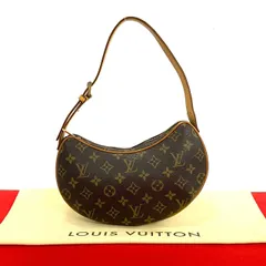 極 美品 LOUIS VUITTON ルイヴィトン ポシェット クロワッサン モノグラム レザー セミ ショルダーバッグ ハンドバッグ ブラウン h15-4