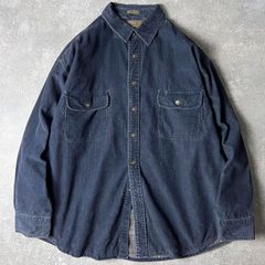 90s ST JOHN'S BAY フランネル ライナー 長袖 コーデュロイ シャツ XXL / 90年代 オールド JCPenney JCペニー 無地 紺 ネイビー