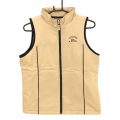 【超美品】カッターアンドバック 中綿ベスト ベージュ 裏微起毛 ロゴ黒 レディース M ゴルフウェア CUTTER＆BUCK
