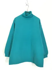 古着 90s USA製 Tultex 無地 ソリッド スーパー ウェイト タートルネック スウェット トレーナー ターコイズ L 
