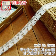 1.3cm幅 白のトーションレース(10m)