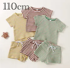 韓国子供服/セットアップ/パジャマ/半袖/ボーダー/子ども/110cm/ベビー