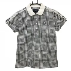 ★SALE価格★【美品】パーリーゲイツ 半袖ポロシャツ 白×黒 グレンチェック 肩ロゴ レディース 2(L) ゴルフウェア PEARLY GATES