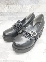 ◇ Θ LOVEHUNTER 厚底ハートリングフリルローファー サイズL ブラック レディース P  【1411070019837】