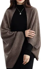 NEKORA ニット カーディガン ストール ショール 羽織 ドルマン アウター レディース(ブラウン,  S)