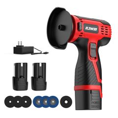 ナウィン ミニディスクグラインダー充電式 16.8V 小型ディスクグラインダー 砥石外径75mm 無負荷回転数18000rpm ミニグラインダー グラインダー小型 軽量 2.0Ahバッテリー2個 研磨、研削、金属切断