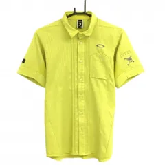 【美品】オークリー 半袖シャツ ライトグリーン ストライプ地模様 ティー装着可  メンズ M ゴルフウェア Oakley