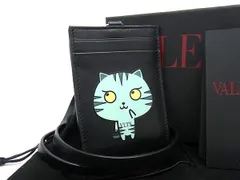 ■新品同様■ VALENTINO GARAVANI ヴァレンティノ ガラヴァーニ VEE レザー カードケース パスケース ブラック系 BM2454のサムネイル