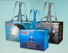 NEWデザイン【3枚セット/オーシャン】costcoコストコ　ショッピングバッグ/大型トートバッグ　3種類セット 51×28×36cm/ボトルホルダー付き