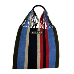 美品マルニハンモックトートバッグ編み込みストライプマルチカラーA4