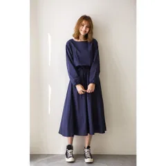 ☆ ネイビー ☆ L ☆ ワンピース レディース 長袖 pk1223 マキシワンピース 長袖 Uネック ロング ワンピ ワンピース 柔らか カジュアル きれいめ 薄手 麻 綿 上品 レディース シンプル 無地 かわいい おしゃれ