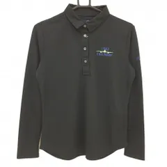 【新品】キャロウェイ 長袖ポロシャツ 黒 飛行機プリント 吸水速乾 UPF15 レディース L ゴルフウェア Callaway