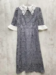 美品 Leja レジャ 花柄レースカラースパンコールAラインドレス ワンピース sizeS/ブルー ■◇◎レディース