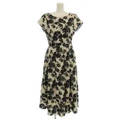 エポカ EPOCA THE SHOP E65113 ワンピース ロング 花柄 半袖 36 ベージュ 黒 /☆G