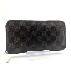 LOUIS VUITTON ルイヴィトン　ダミエ　エベヌ　ジッピーウォレット　ラウンドファスナー　長財布　PVC×レザー　ブラウン　ゴールド金具　フランス製　刻印あり