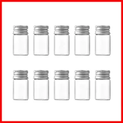 【新着商品】シルバー) (8ml 10個 保存 液体 粉末 密閉 蓋付き 透明 ミニボトル ガラス 小瓶 Charmoon