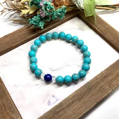 ラピスラズリ&ターコイズ　ブレスレット パワーストーン  / メンズ レディース 男性 女性 幸運 開運 仕事運 学業運 恋愛運 金運お守り ハンドメイド ★