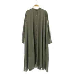 ミズイロインド mizuiro ind フレアシャツワンピース ロング 長袖 バンドカラー グレー /MY ■OS