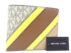 ■新品■未使用■ MICHAEL KORS マイケルコース MK柄 レザー 二つ折り 財布 ウォレット ブラウン系×イエロー系 BF8258