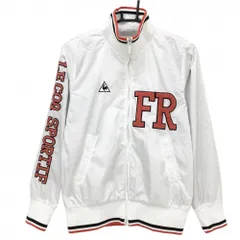 【美品】ルコック ジャケットブルゾン 白×レッド 袖ロゴ リブライン メッシュ裏地 レディース M ゴルフウェア le coq sportif