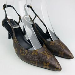 美品★LOUIS VUITTON・ルイヴィトン シェリーライン レディース レザー モノグラム総柄 バックストラップ サンダル（35 1/2）