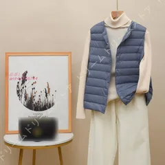 ダウンベスト ダウンジャケット ライトダウン Vネック レディース インナーダウン スリム アウター 防寒 薄手 秋冬 ビジネス 軽量 インナー カジュアル ant4y416744