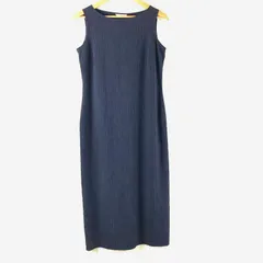 マークスアンドスペンサー Marks & Spencer ワンピース ノースリーブ ロング シボ素材 ネイビー 40サイズ 2025092000033