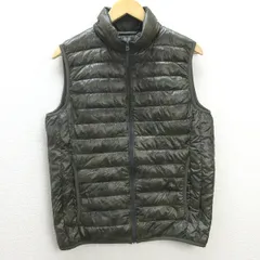 C■ユニクロ/UNIQLO 迷彩柄 ウルトラライトダウンベスト【M】緑/MENS/j40【中古】■