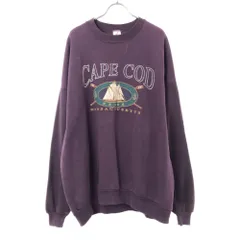 ジャージーズ 80s 90s USA製 オールド ヴィンテージ プリント 長袖 トレーナー 3X パープル JERZEES スウェット 裏起毛 ビッグサイズ メンズ