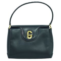 本物 グッチ GUCCI レザー ハンドバッグ ネイビー バッグ 中古【フォロー割】