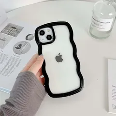 QLTYPRI iPhone 15 Plusケース クリア TPUカバー おしゃれ 韓国 可愛い 透明 薄型 軽量 耐衝撃 スマホケース ワイヤレス充電対応 ストラップホール付き アイフォン 15 Plus ケース 6.7インチ 対応 - ブラック 0