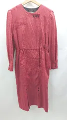 ◇ Θ LILIAN DOLL ウエストゴム チェック柄 長袖 ロング ワンピース サイズ9AR レッド ブラック レディース E  【1502180059506】