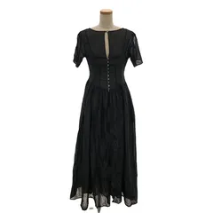 【美品】  beautiful people / ビューティフルピープル | コットンキュプラボイルトロンプルイユドレス ワンピース | 36 | ブラック | レディース