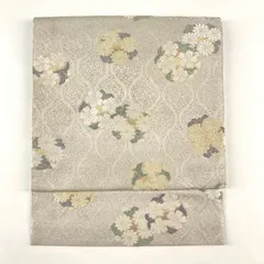 未着用　袋帯　藍染　花菱　縦縞　立涌　リーフ　ブルー　着物　115a d 銀座【L-7147】袋帯 霞色 菱文 - 銀座きもの青木｜長く大切に着