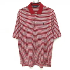 ★特価★ポロゴルフ ラルフローレン 半袖ポロシャツ レッド×白 ボーダー柄 ポニー刺しゅう メンズ M ゴルフウェア Ralph Lauren