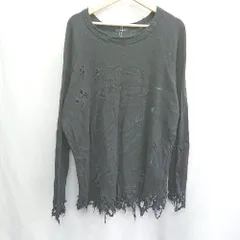 ◇ ⊂ JEANASIS ジーナシス ダメージ加工 長袖 ロンT サイズF ブラック レディース E  【1502060031899】